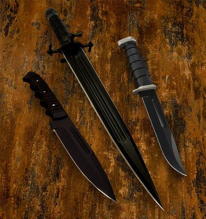 UK custom Knives, Black powder coated, cerakote, ceramic coated knife