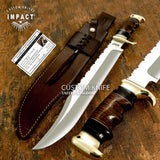 CROCODILE DUNDEE  CUSTOM BOWIE KNIFE BY IMPACT CUTLERY UK, STACKED LEATHER HANDLE, buy uk knife, uk knife seller, uk knife store, uk knife dealer