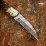 CUSTOM DAMASCUS FOLDING POCKET KNIFE HAND MADE BY IMPACT CUTLERY