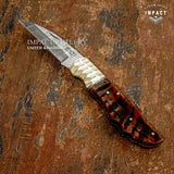 CUSTOM DAMASCUS FOLDING POCKET KNIFE HAND MADE BY IMPACT CUTLERY