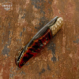 CUSTOM DAMASCUS FOLDING POCKET KNIFE HAND MADE BY IMPACT CUTLERY