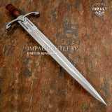 1-Of-A-KIND 26.50" custom sword, 20.65" Prestigious high strength D2 tool steel blade. Stacked leather handle custom made by IMPACT CUTLERY. UK knife shop, Swords shop, Knife dealer.