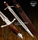 APOLLO ASTRAL ATHLATO CUSTOM FULLER SWORD DAGGER KNIFE STACKED LEATHER HAND MADE BY IMPACT CUTLERY UK, buy UK knife, UK knife store, UK knife seller, UK knife dealer