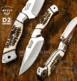 Stag bushcraft skinning knife, full tang D2 Blade,  7.90" overall, 4 inches blade. Impact Life time warranty. Custom made by IMPACT CUTLERY UK. UK Knife store, UK Knife seller, UK Knife shop