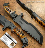 UK custom bushcraft tracker knife, Ram Horn Handle, Black powder coated