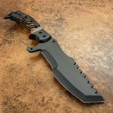 UK custom bushcraft tracker knife, Ram Horn Handle, Black powder coated