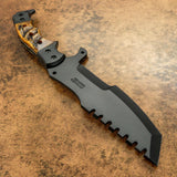 UK custom bushcraft tracker knife, Ram Horn Handle, Black powder coated