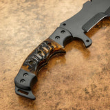 UK custom bushcraft tracker knife, Ram Horn Handle, Black powder coated
