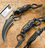 UK Custom Karambit Knife, Black powder coated, Micarta Handle