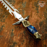 UK Custom bowie knife, Antique Stag Antler, Custom Damascus knife, Crown Antler