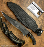 UK Custom Fighter Knife, Black powder coated, Micarta Handle