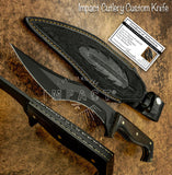 UK Custom Fighter Knife, Black powder coated, Micarta Handle