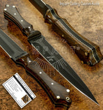 UK Custom boot knife dagger, Blade powder coated, Burl Wood