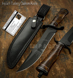 UK CUSTOM KNIFE, BLACK POWDER COATED, BURL WOOD