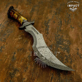 UK Custom Damascus Bowie Knife, Crown Antler