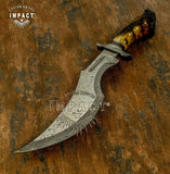 UK custom Rain Drop Damascus Bowie Knife