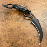 UK Custom Karambit Knife, Black powder coated, Micarta Handle
