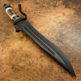 UK custom bowie, Black Powder Coated, Stag Antler