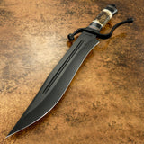 UK custom bowie, Black Powder Coated, Stag Antler