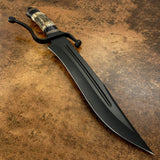 UK custom bowie, Black Powder Coated, Stag Antler