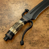 UK custom bowie, Black Powder Coated, Stag Antler
