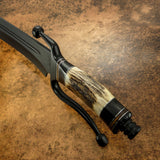 UK custom bowie, Black Powder Coated, Stag Antler