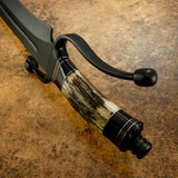UK custom bowie, Black Powder Coated, Stag Antler