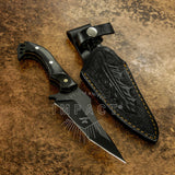 UK Custom Bushcraft skinning knife, Black Powder Coated