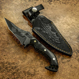 UK Custom Bushcraft skinning knife, Black Powder Coated