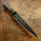 UK Custom boot knife dagger, Blade powder coated, Burl Wood