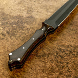 UK Custom boot knife dagger, Blade powder coated, Burl Wood