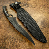 UK Custom Fighter Knife, Black powder coated, Micarta Handle