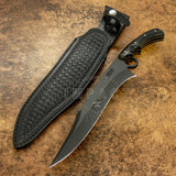 UK Custom Fighter Knife, Black powder coated, Micarta Handle