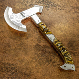 Exotic Ram Horn Handle Custom Hatchet