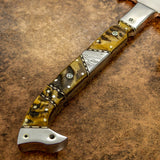 File worked brass liners, Ram Horn & Damascus Bolsters