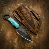 UK Custom Bushcraft skinning knife, Black Powder Coated