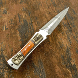 IMPACT CUTLERY RARE CUSTOM D2 FULL TANG BOOT KNIFE DAGGER STAG ANTLER