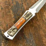 IMPACT CUTLERY RARE CUSTOM D2 FULL TANG BOOT KNIFE DAGGER STAG ANTLER