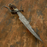 IMPACT CUSTOM DAMASCUS STAG BOWIE KNIFE