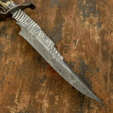 IMPACT CUSTOM DAMASCUS STAG BOWIE KNIFE