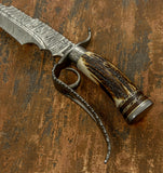 IMPACT CUSTOM DAMASCUS STAG BOWIE KNIFE