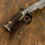 IMPACT CUSTOM DAMASCUS STAG BOWIE KNIFE