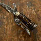 IMPACT CUSTOM DAMASCUS STAG BOWIE KNIFE
