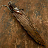 IMPACT CUSTOM DAMASCUS STAG BOWIE KNIFE