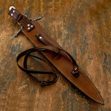 UK custom sword leather sheath maker. Leather work, custom swords leather sheath, leather scabbard UK