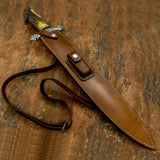 UK Custom bowie knife, Antique Stag Antler, Custom Damascus knife, Crown Antler