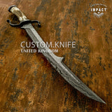 IMPACT CUSTOM DAMASCUS STAG BOWIE KNIFE