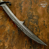 IMPACT CUSTOM DAMASCUS STAG BOWIE KNIFE