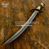 IMPACT CUSTOM DAMASCUS STAG BOWIE KNIFE