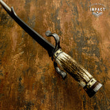 IMPACT CUSTOM DAMASCUS STAG BOWIE KNIFE